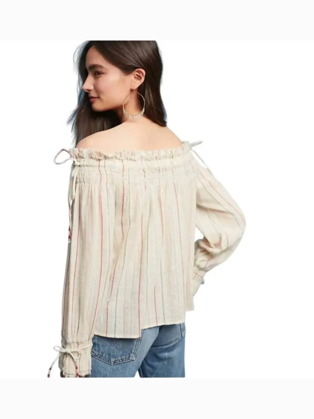 Anthropologie Love Sam Azalea Off-The-Shoulder Blouse Women's Size S Romantic - Picture 9 of 10